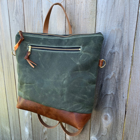 The Rouge Backpack + Crossbody in Waxed Canvas