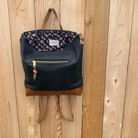 Rogue Backpack + Outsize pocket  in two tone Leather - Meant Mfg.