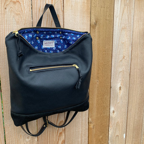 Rogue Backpack + Outsize pocket in Perforated Leather - Meant Mfg.